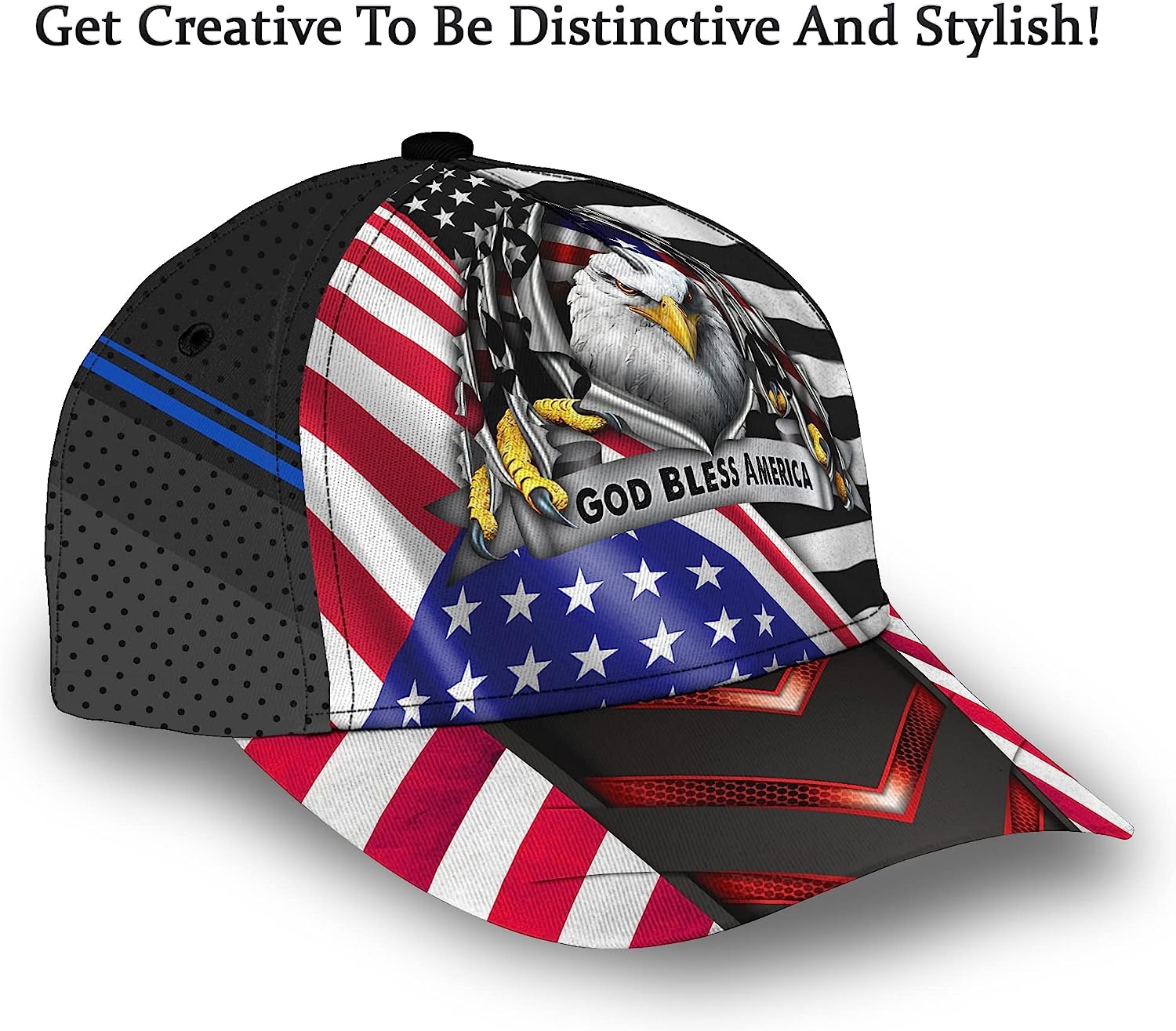 Eagle God Bless America All Over Print Baseball Cap - Christian Hats For Men Women Trucker Hats Custom Hats Gifts For Men & Women