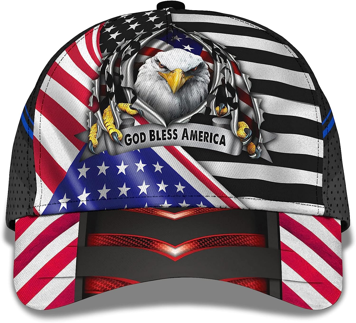 Eagle God Bless America All Over Print Baseball Cap - Christian Hats For Men Women Trucker Hats Custom Hats Gifts For Men & Women