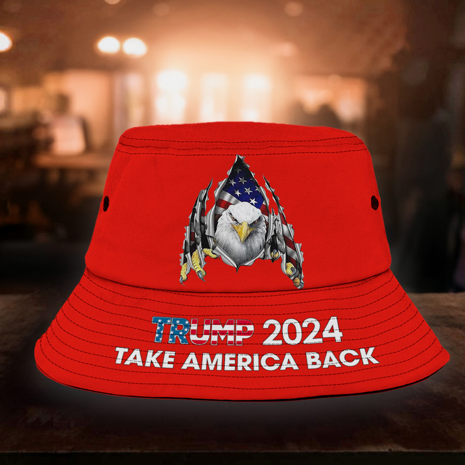 Eagle Trump 2024 Take America Back Reversible Bucket Hat Trump Running For President 2024 Trucker Hats Custom Hats Gifts For Men & Women