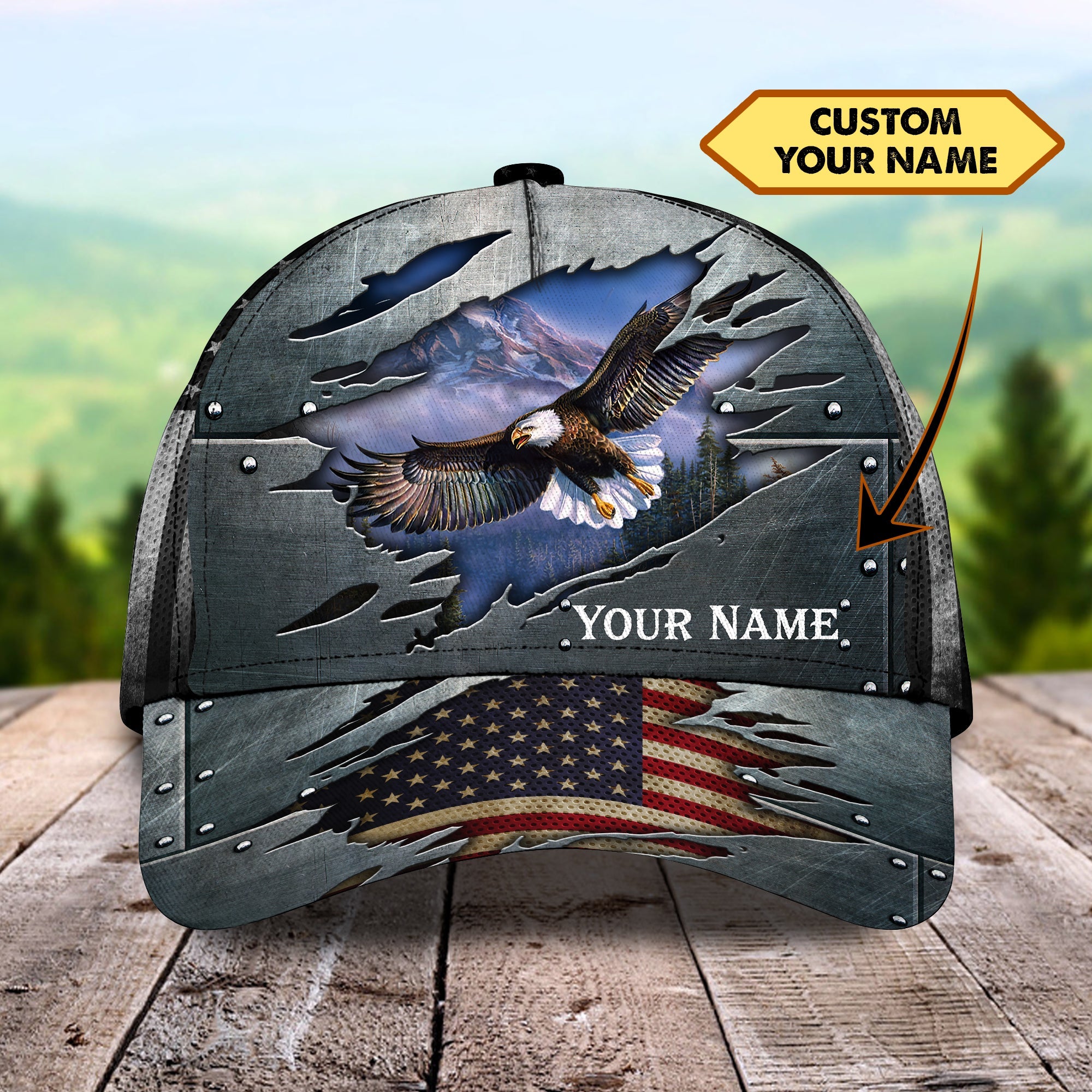 Eagle Us Flag Custom Name classic cap dt69 954 - Hkm Trucker Hats Custom Hats Gifts For Men & Women