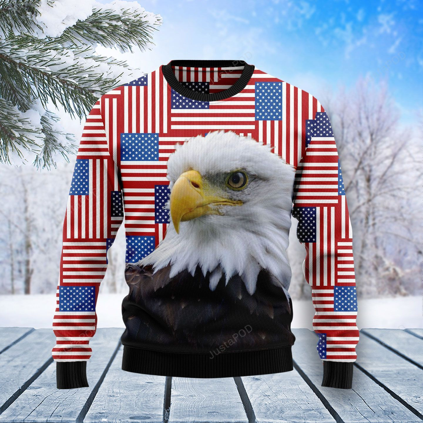 Eagle Usa Flag Ugly Christmas Sweater Adult 3D Funny Matching for family