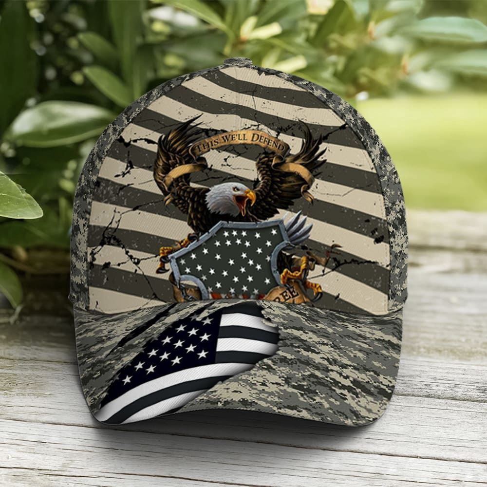 Eagle Veteran US Flag Camo Pattern Baseball Cap, Christian, Jesus Hat Trucker Hats Custom Hats Gifts For Men & Women