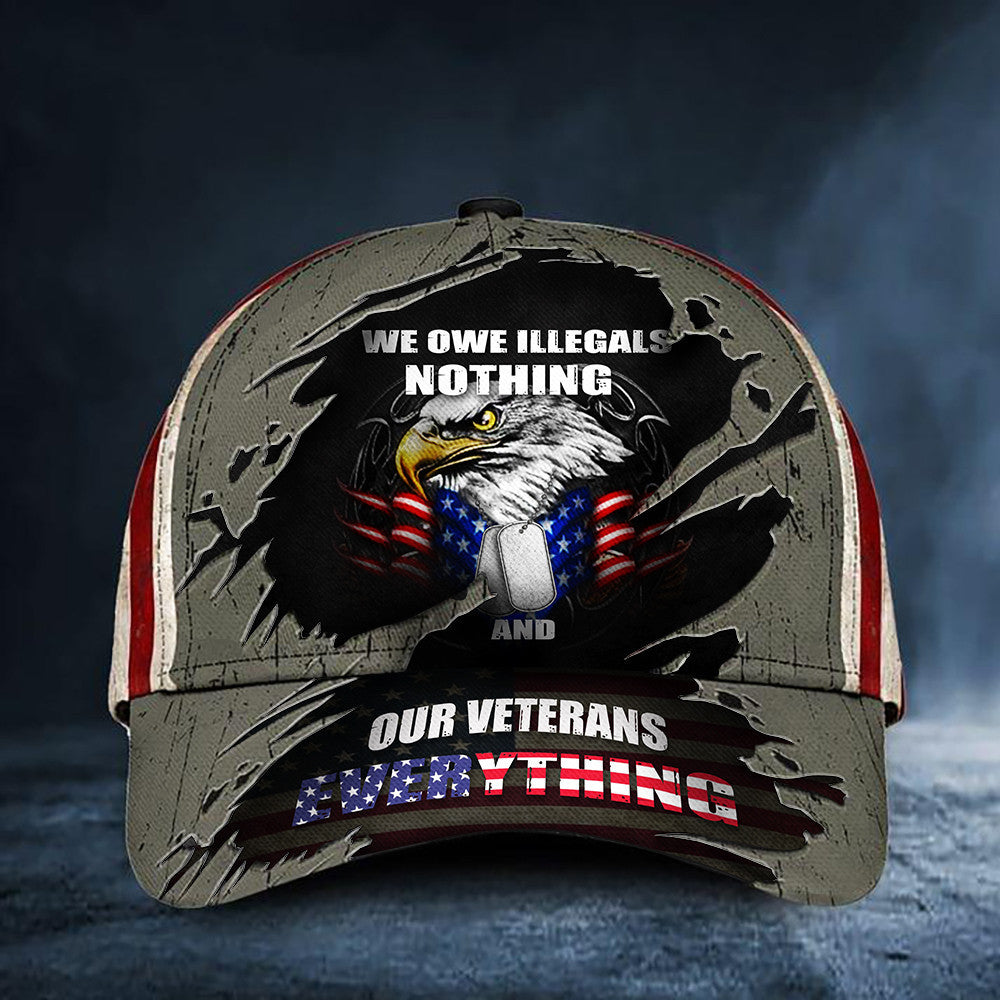 Eagle We Owe Veterans Everything USA Flag Classic Cap Trucker Hats Custom Hats Gifts For Men & Women