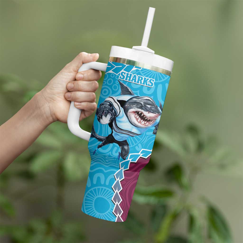 Eagles And Sharks Rugby Aboriginal Mix Polynesian Pattern Custom Stanley Cup 40 oz 30 oz Tumbler With HandleTVC2301321 - Image 4