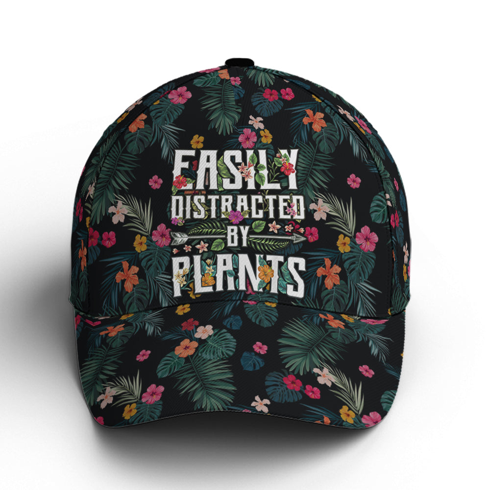 Easily Distracted By Plants Tropical Style Baseball Cap Trucker Hats Custom Hats Gifts For Men & Women