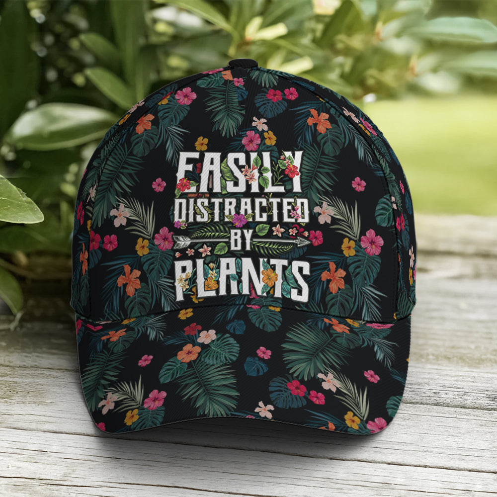 Easily Distracted By Plants Tropical Style Baseball Cap Trucker Hats Custom Hats Gifts For Men & Women