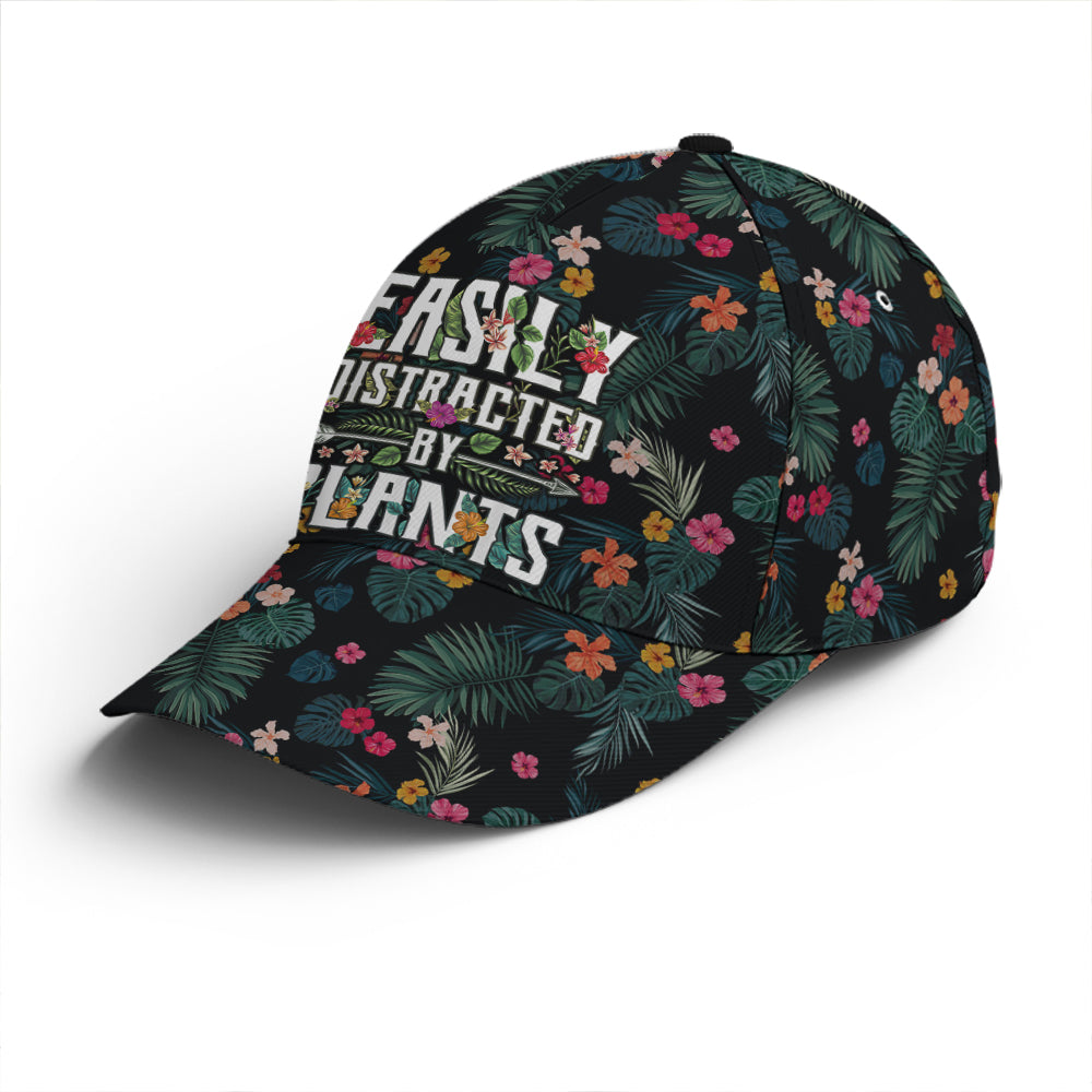 Easily Distracted By Plants Tropical Style Baseball Cap Trucker Hats Custom Hats Gifts For Men & Women
