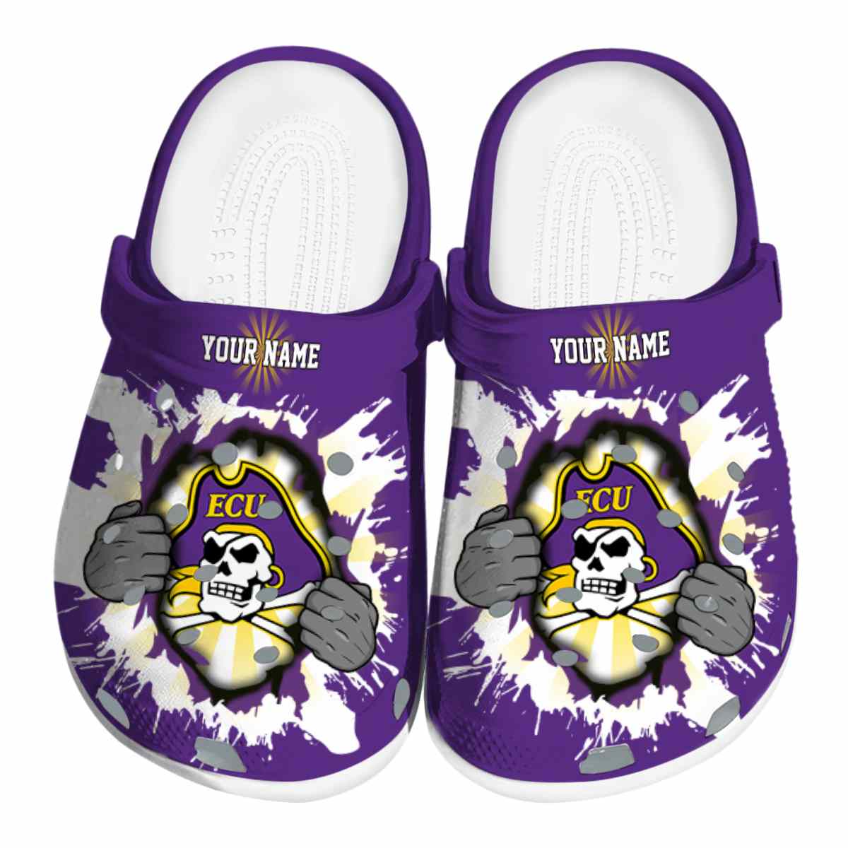 East Carolina Pirates NCAA Sport Crocs Crocband Clogs Shoes Comfortable For Men Women and Kids