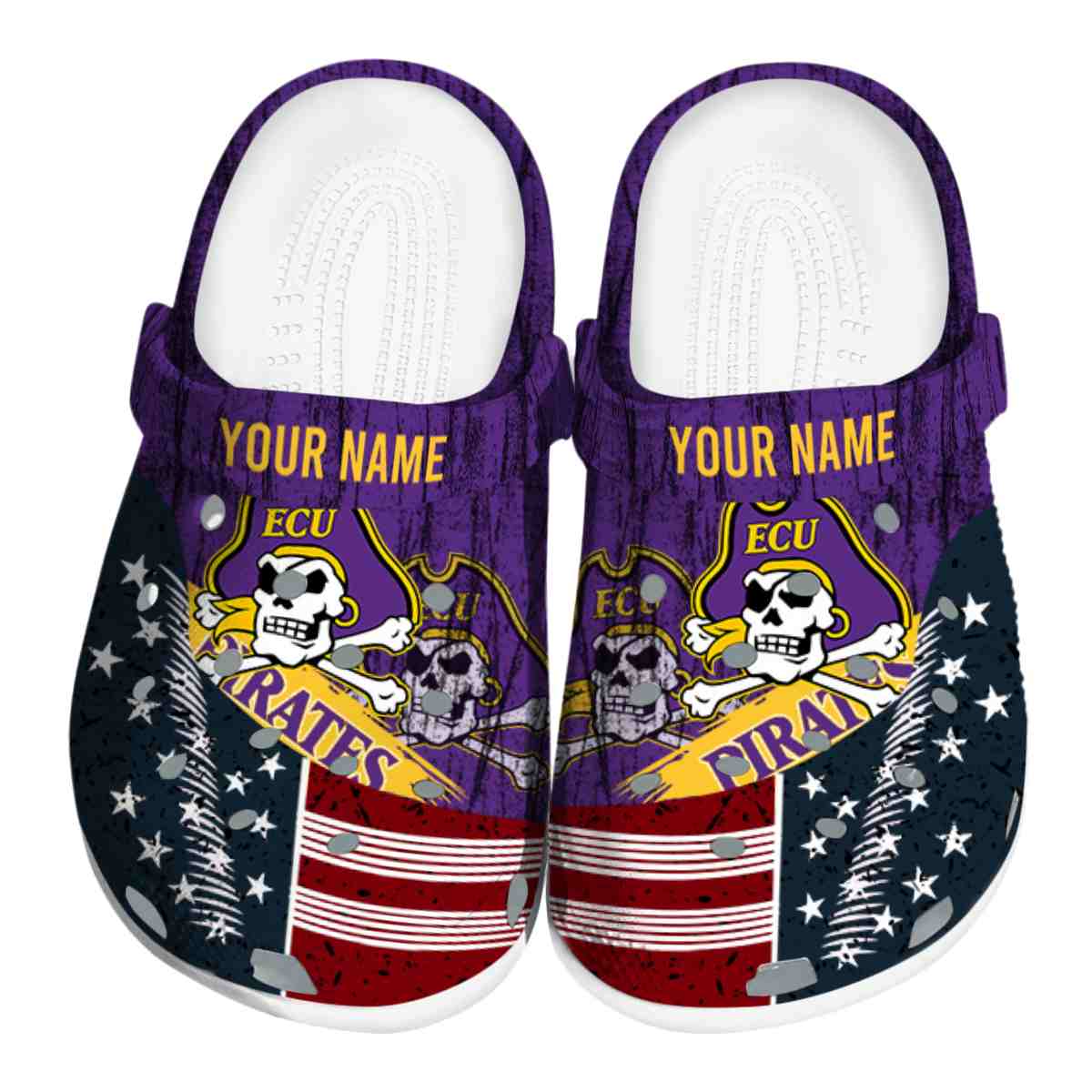 East Carolina Pirates NCAA Sport Crocs Crocband Clogs Shoes Comfortable For Men Women and Kids
