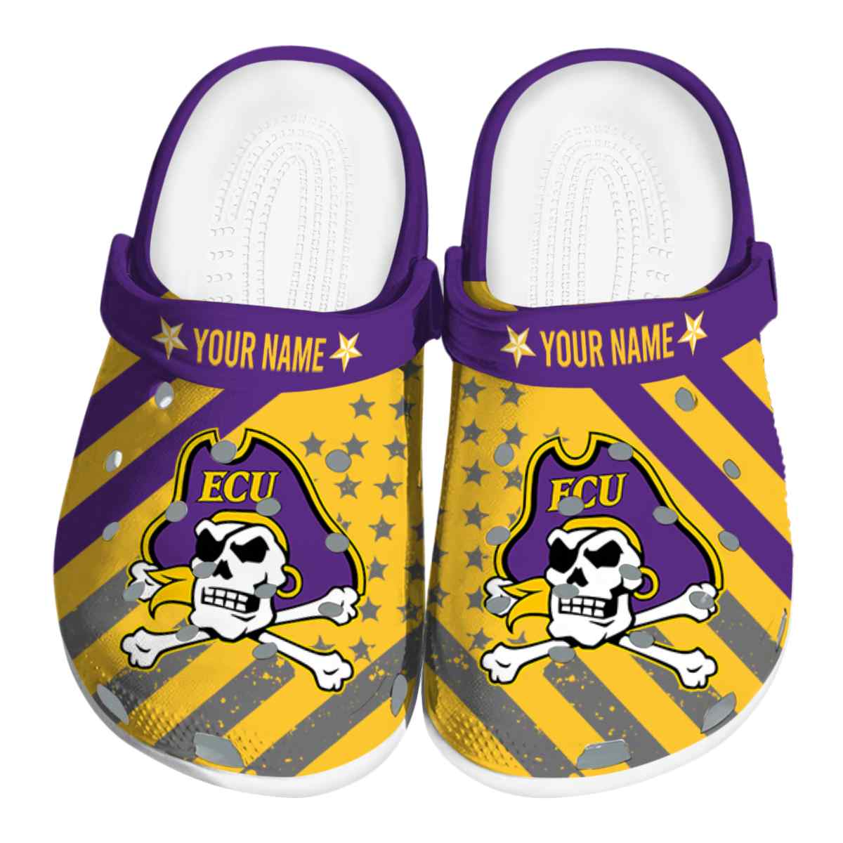 East Carolina Pirates NCAA Sport Crocs Crocband Clogs Shoes Comfortable For Men Women and Kids