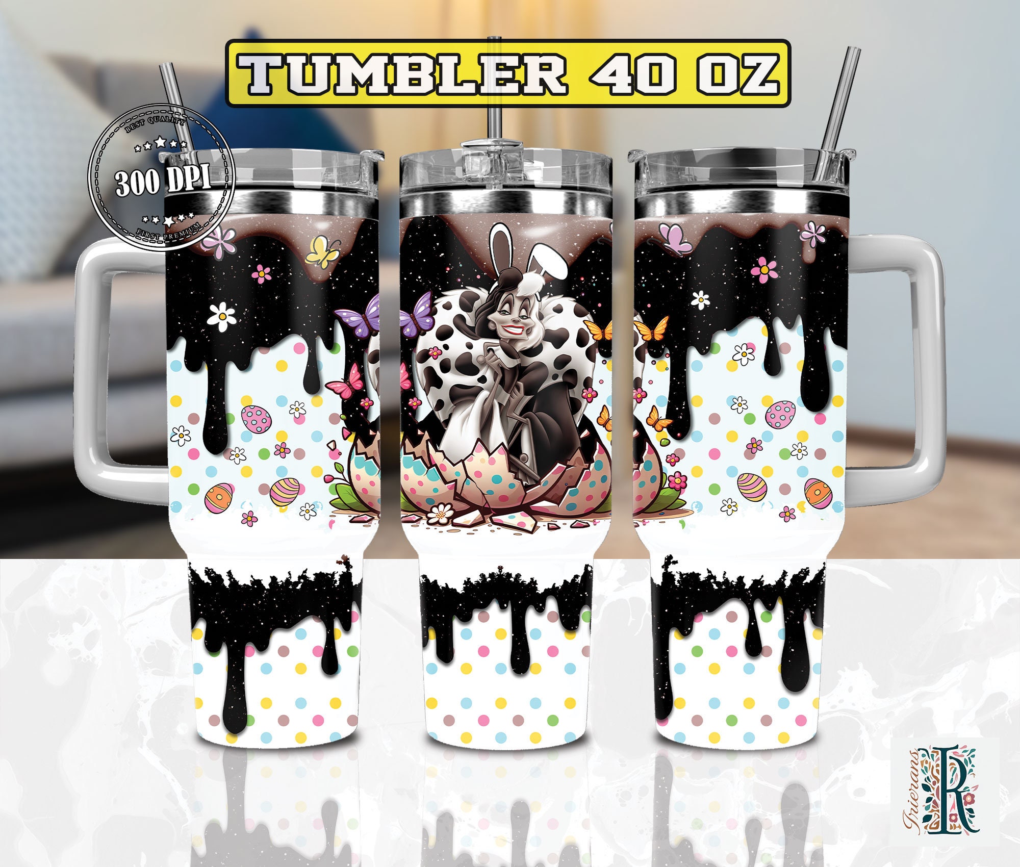 Easter Cruella De Vil 101 Dalmatians Disney Cartoon Custom Stanley Cup 40 oz 30 oz Tumbler With HandleTVC2301974