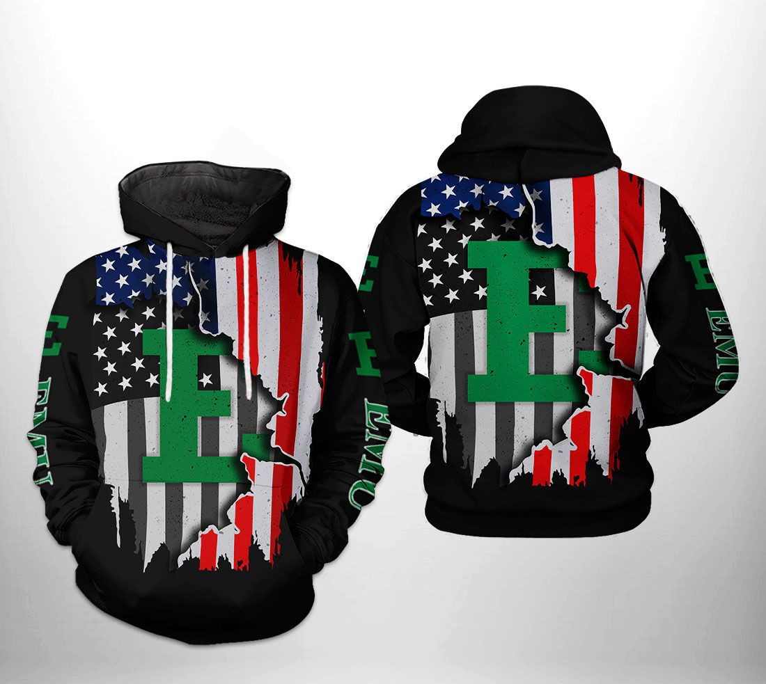 Eastern Michigan Eagles NCAA US Flag 3D All Over Print Hoodie, Zip Hoodie