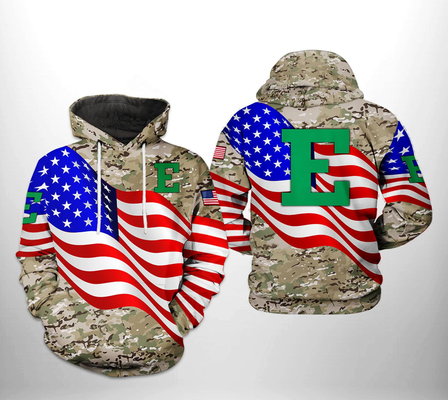 Eastern Michigan Eagles NCAA US Flag Camo Veteran 3D All Over Print Hoodie, Zip Hoodie