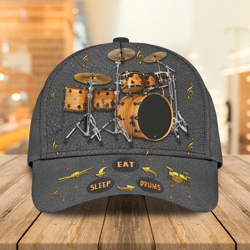 Eat Sleep Drums Black Classic Cap Baseball Cap For Music Lovers Trucker Hats Custom Hats Gifts For Men & Women