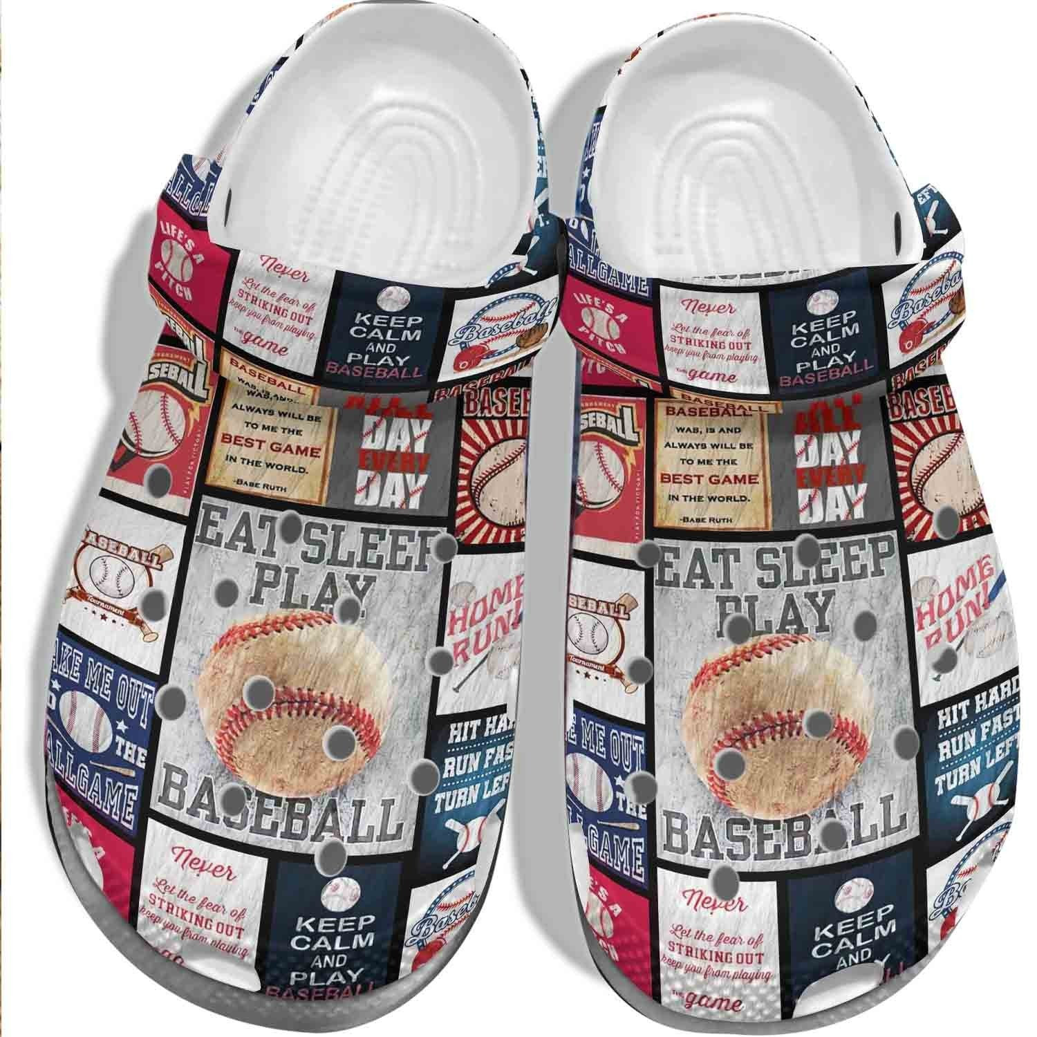 Eat Sleep Play Baseball Shoes Clogs - Keep Calm And Play Baseball Shoes Clogs