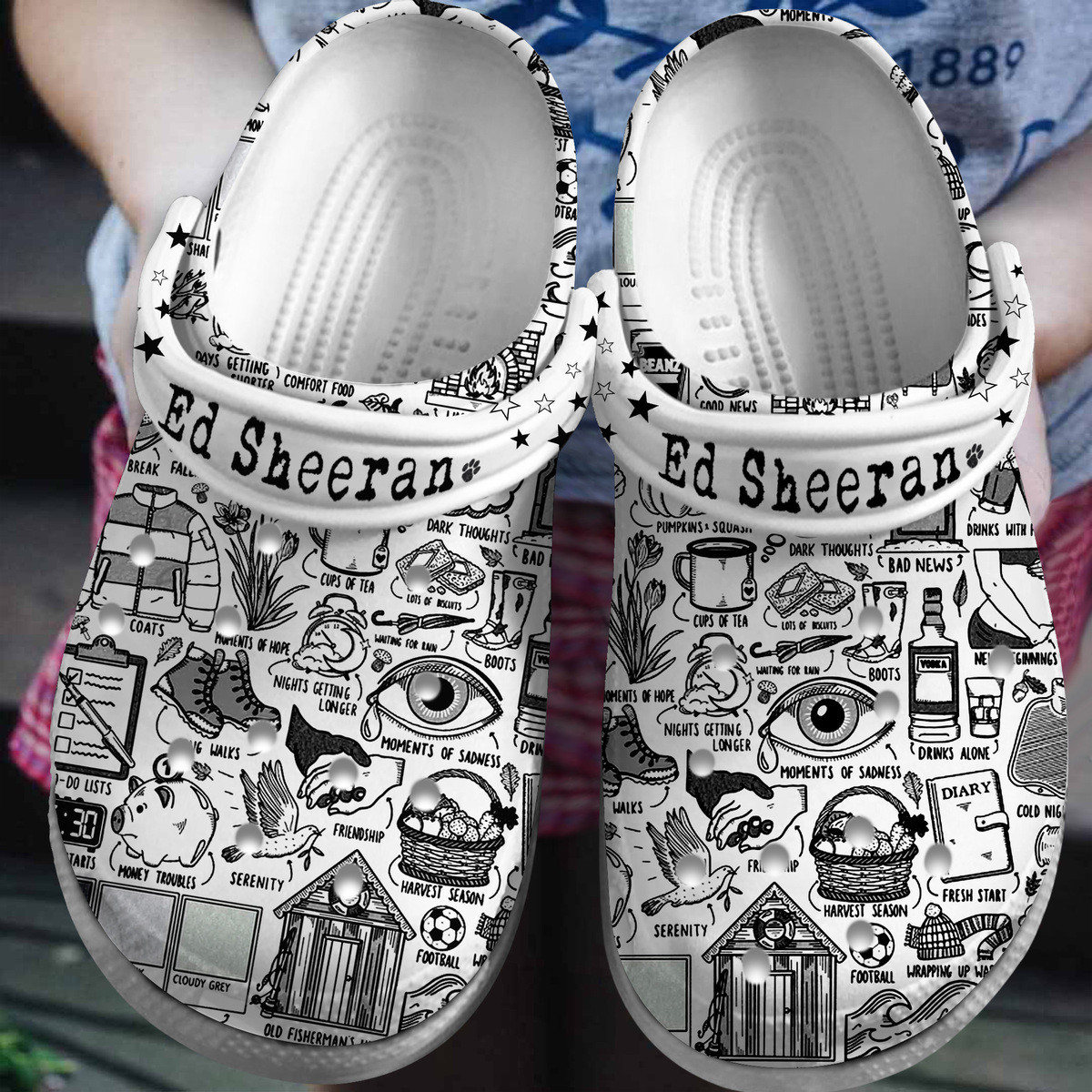 Ed Sheeran Music Crocs Crocband Clogs Shoes Comfortable For Men Women and Kids