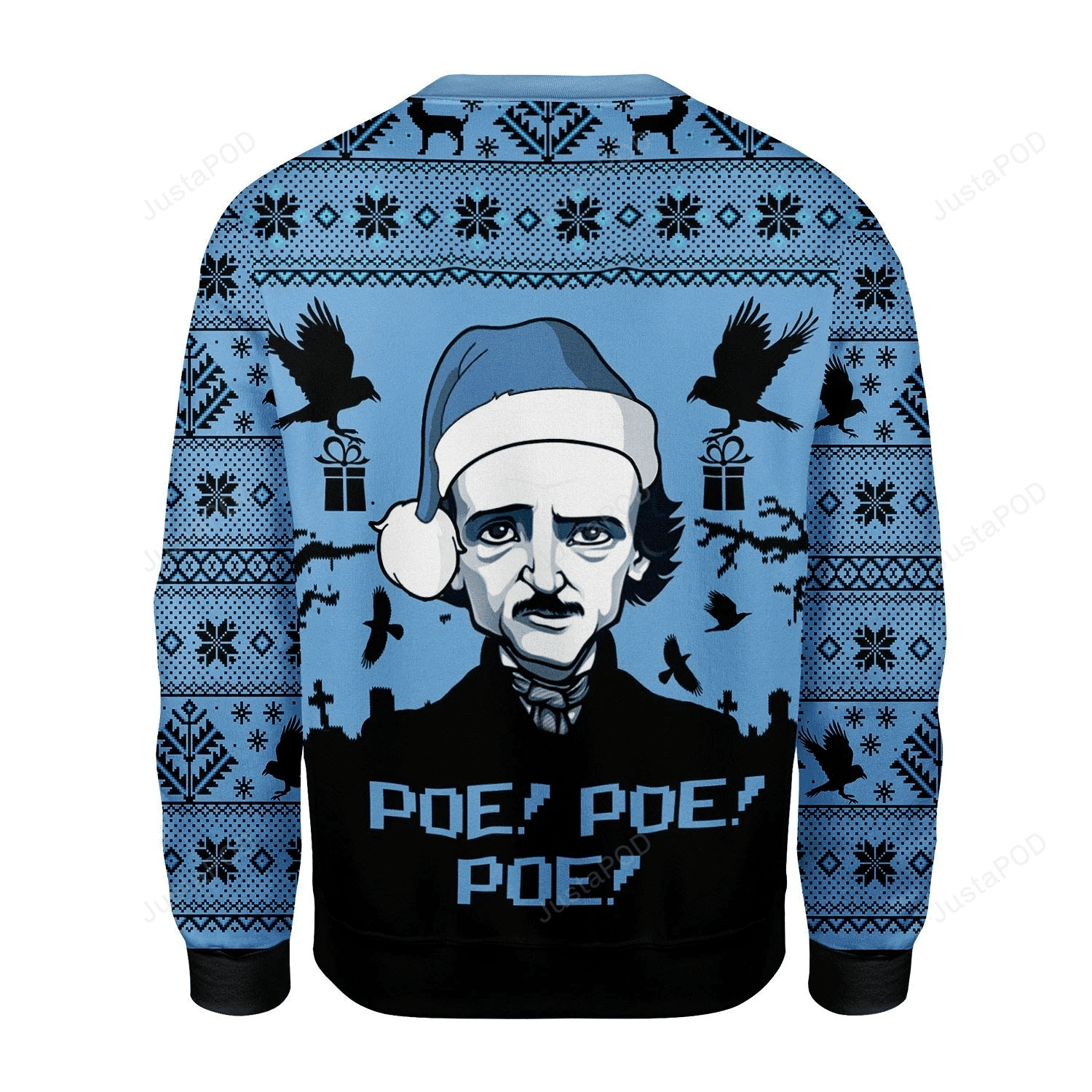 Edgar Allan Poe Ugly Christmas Sweater Adult 3D Funny Matching for family