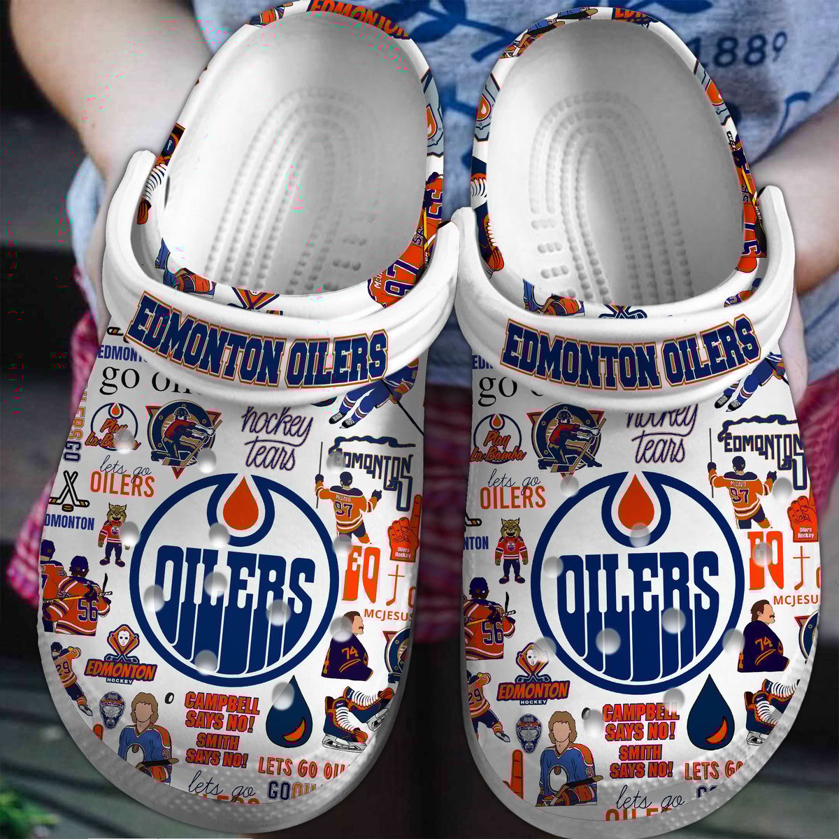 Edmonton Oilers Hockey NHL Crocs Clogs Crocband Shoes Comfortable For Men Women and Kids