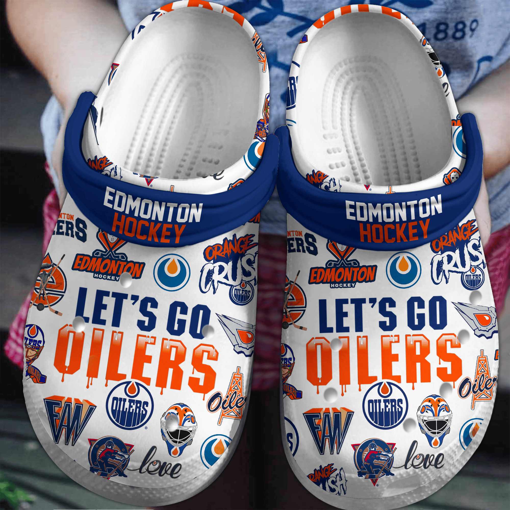 Edmonton Oilers NHL Sport Crocs Crocband Clogs Shoes Comfortable For Men Women and Kids