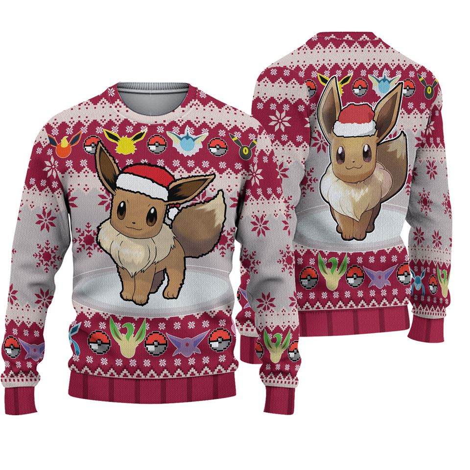 Eevee Eeveelution Christmas Ugly Sweater, Eevee Ugly Sweater