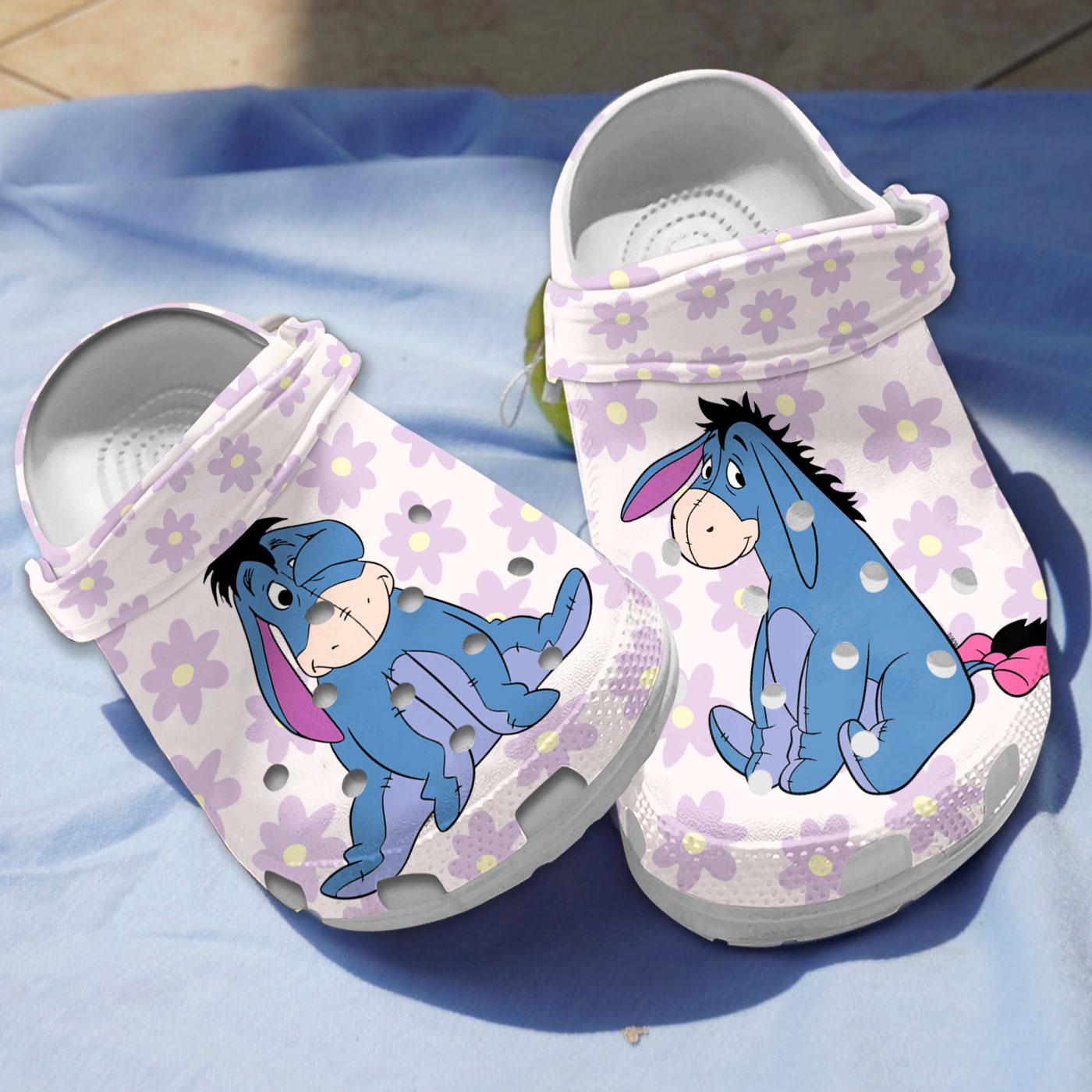 Eeyore Winnie The Pooh Cartoon Crocs Crocband Clogs Shoes Comfortable For Men Women and Kids