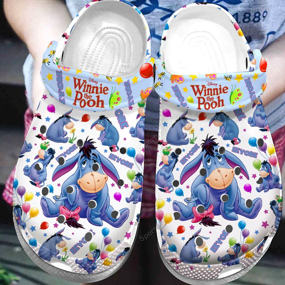 Eeyore Winnie The Pooh Cartoon Crocs Crocband Clogs Shoes Comfortable For Men Women and Kids