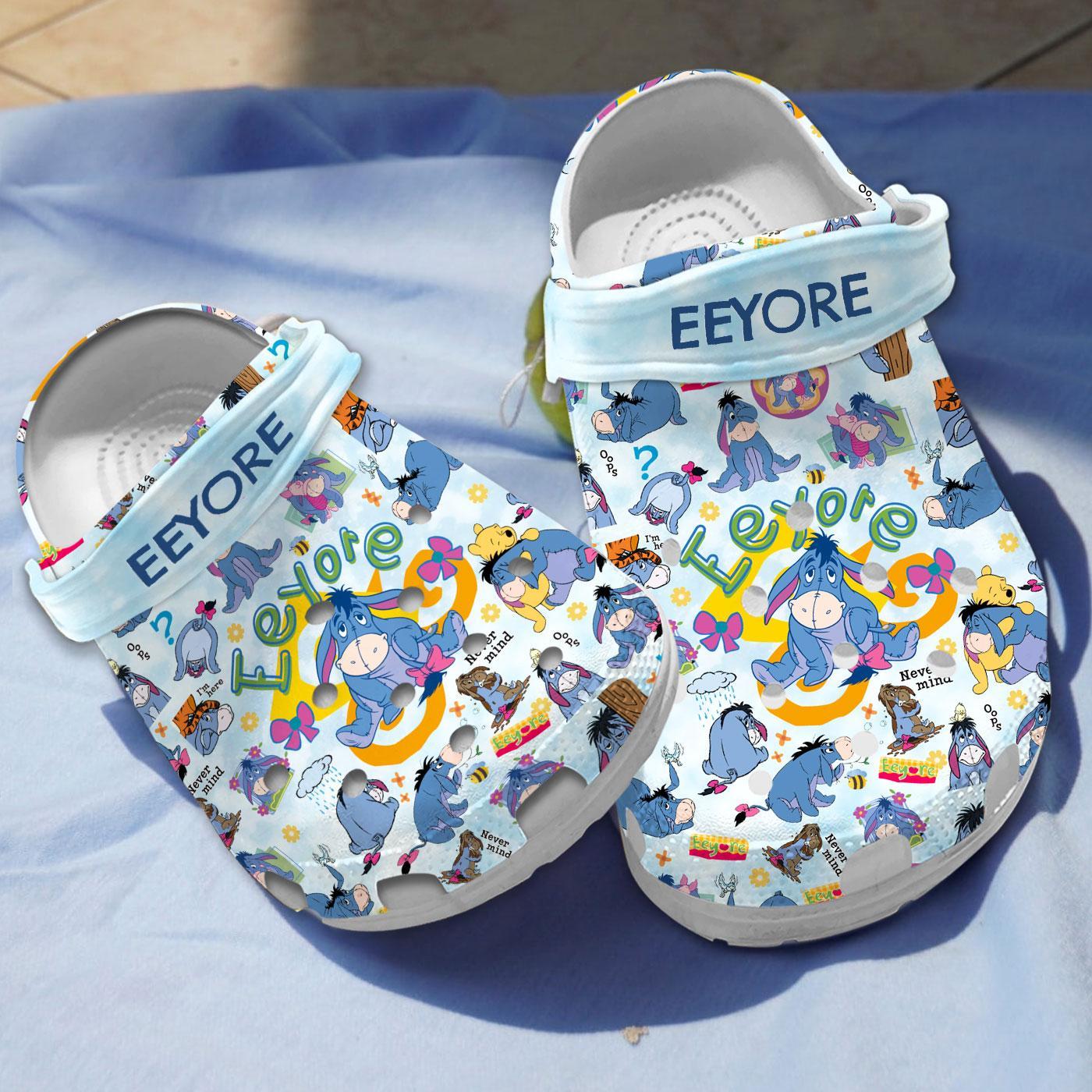 Eeyore Winnie The Pooh Cartoon Crocs Crocband Clogs Shoes Comfortable For Men Women and Kids