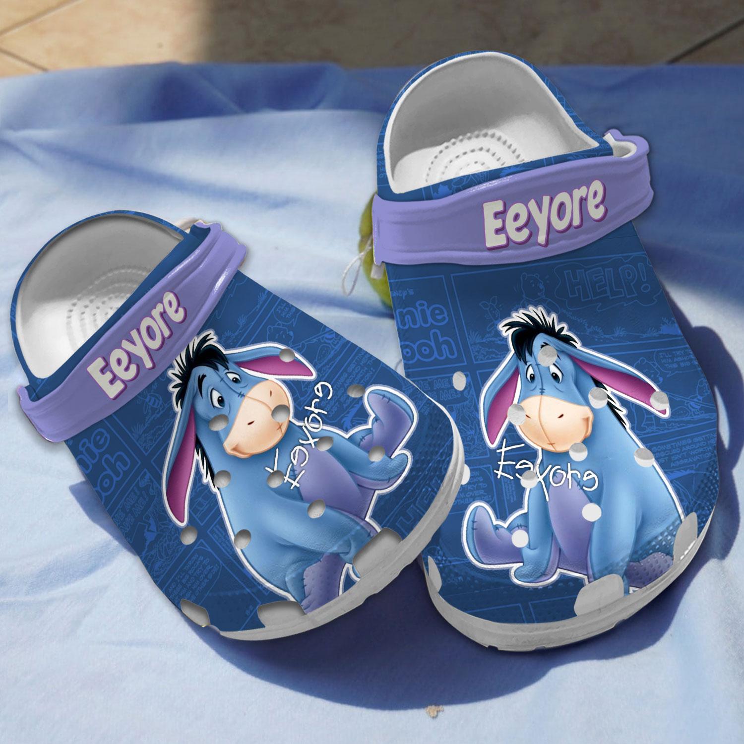 Eeyore Winnie The Pooh Cartoon Crocs Crocband Clogs Shoes Comfortable For Men Women and Kids