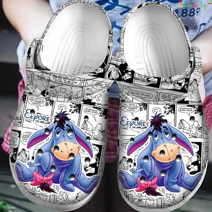 Eeyore Winnie The Pooh Cartoon Crocs Crocband Clogs Shoes Comfortable For Men Women and Kids