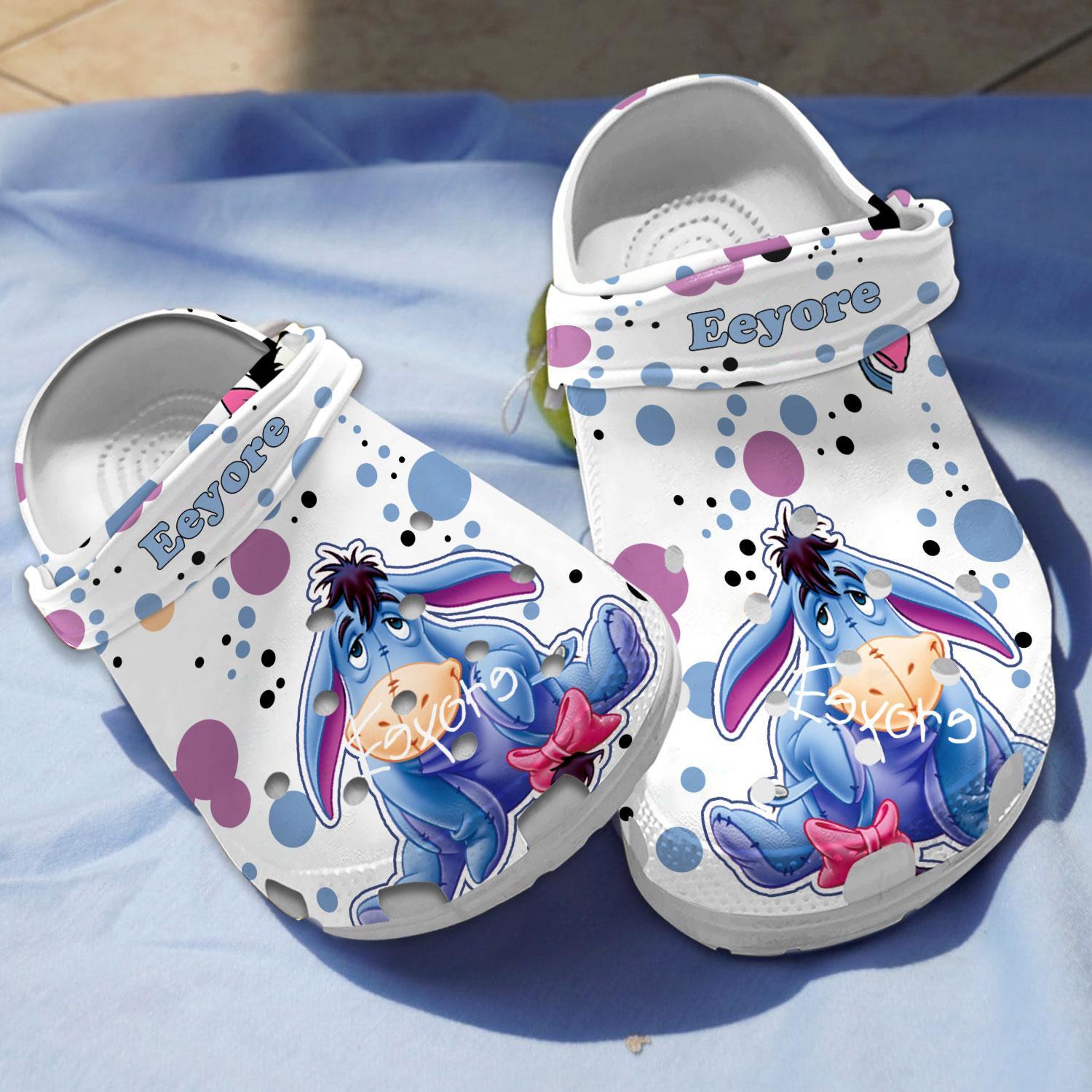 Eeyore Winnie The Pooh Cartoon Crocs Crocband Clogs Shoes Comfortable For Men Women and Kids