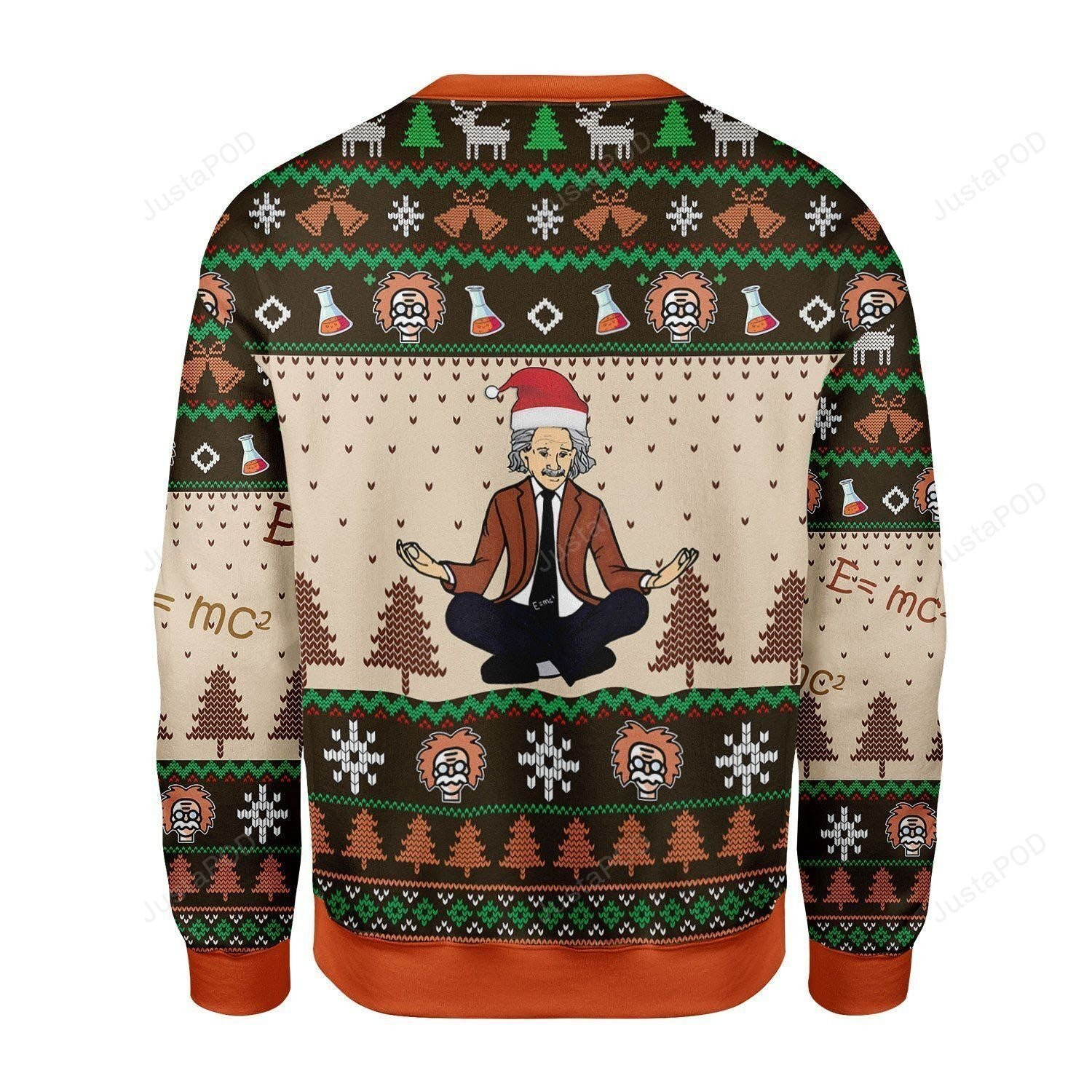 Einstein Doing Yoga Ugly Christmas Sweater Adult 3D Funny Matching for family