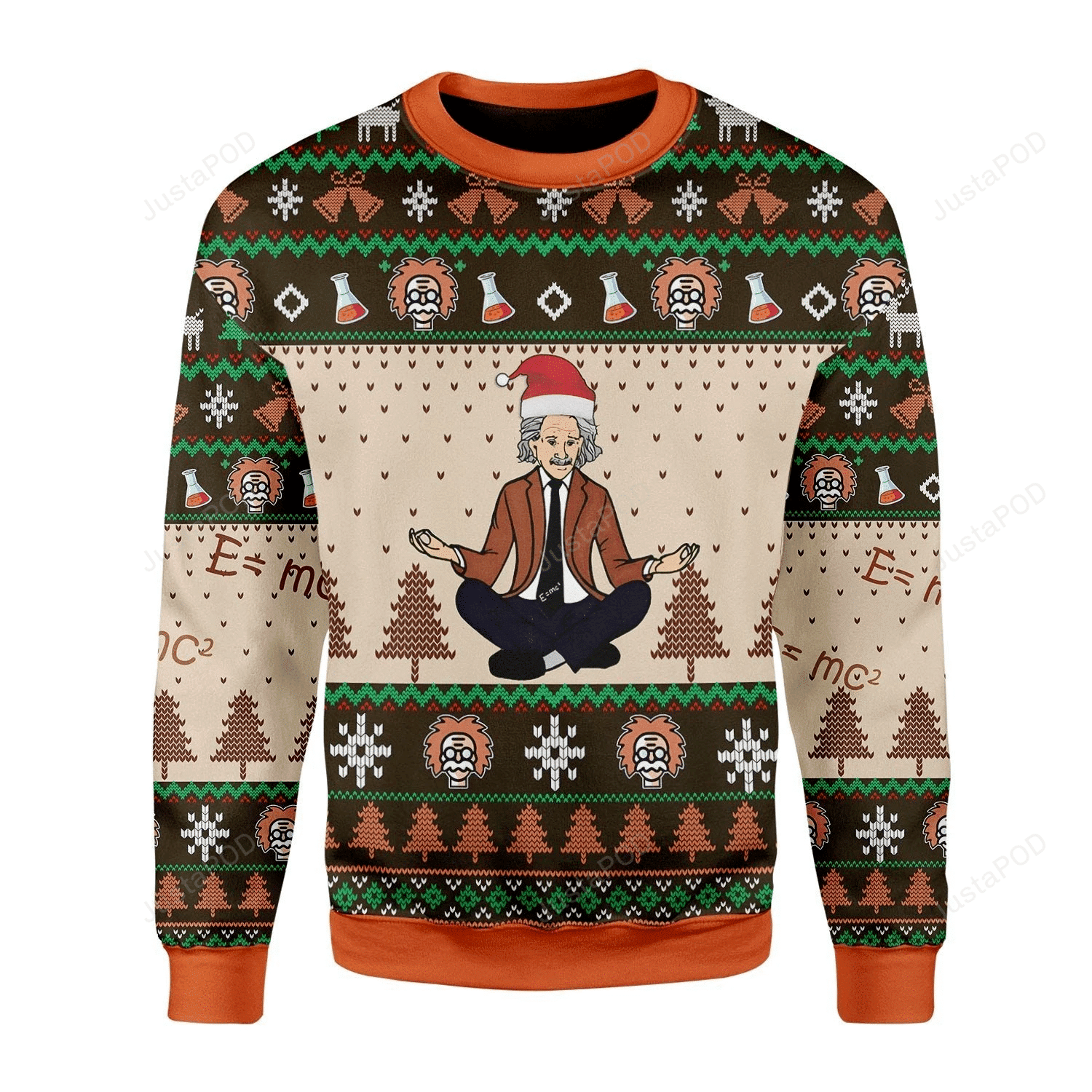 Einstein Doing Yoga Ugly Christmas Sweater Adult 3D Funny Matching for family