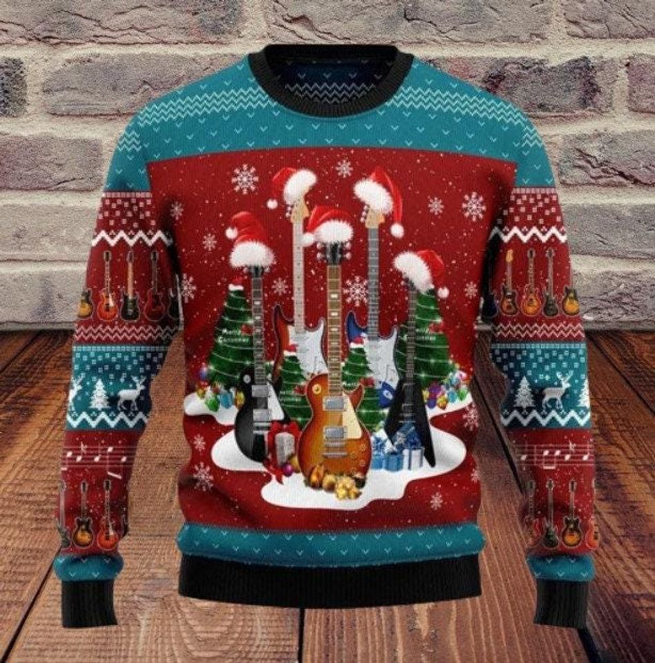 Electric Guitar Christmas Ugly Sweater, Guitarist Music Lovers Gift X-Mas