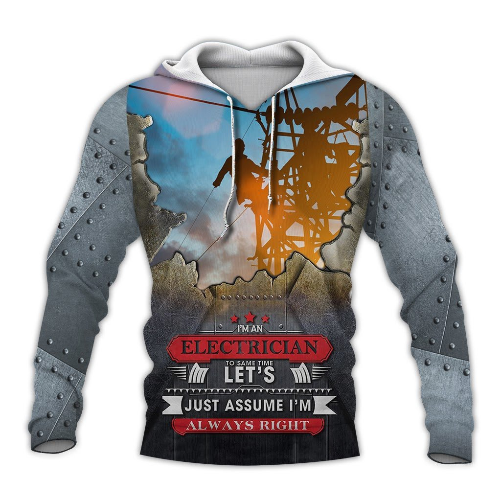 Electrician 3D All Over Print Hoodie, Zip Hoodie