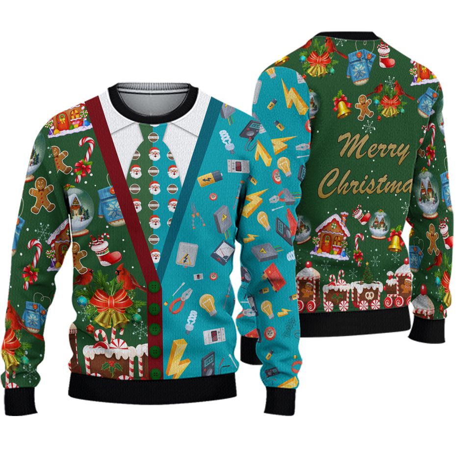 Electrician Christmas Ugly Sweater, Electrician Xmas Holiday Ugly Sweatshirt