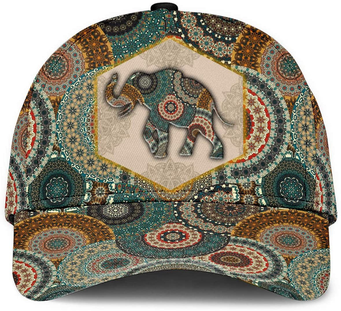 Elephant African Vintage Geometric Pattern Curved Brim Classic Cap Trucker Hats Custom Hats Gifts For Men & Women
