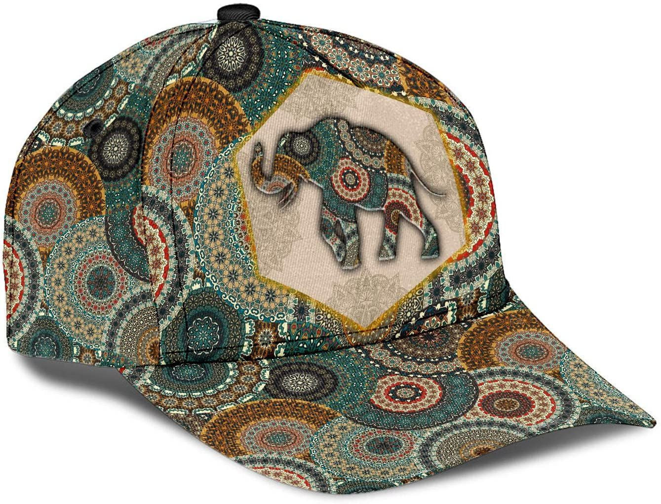 Elephant African Vintage Geometric Pattern Curved Brim Classic Cap Trucker Hats Custom Hats Gifts For Men & Women