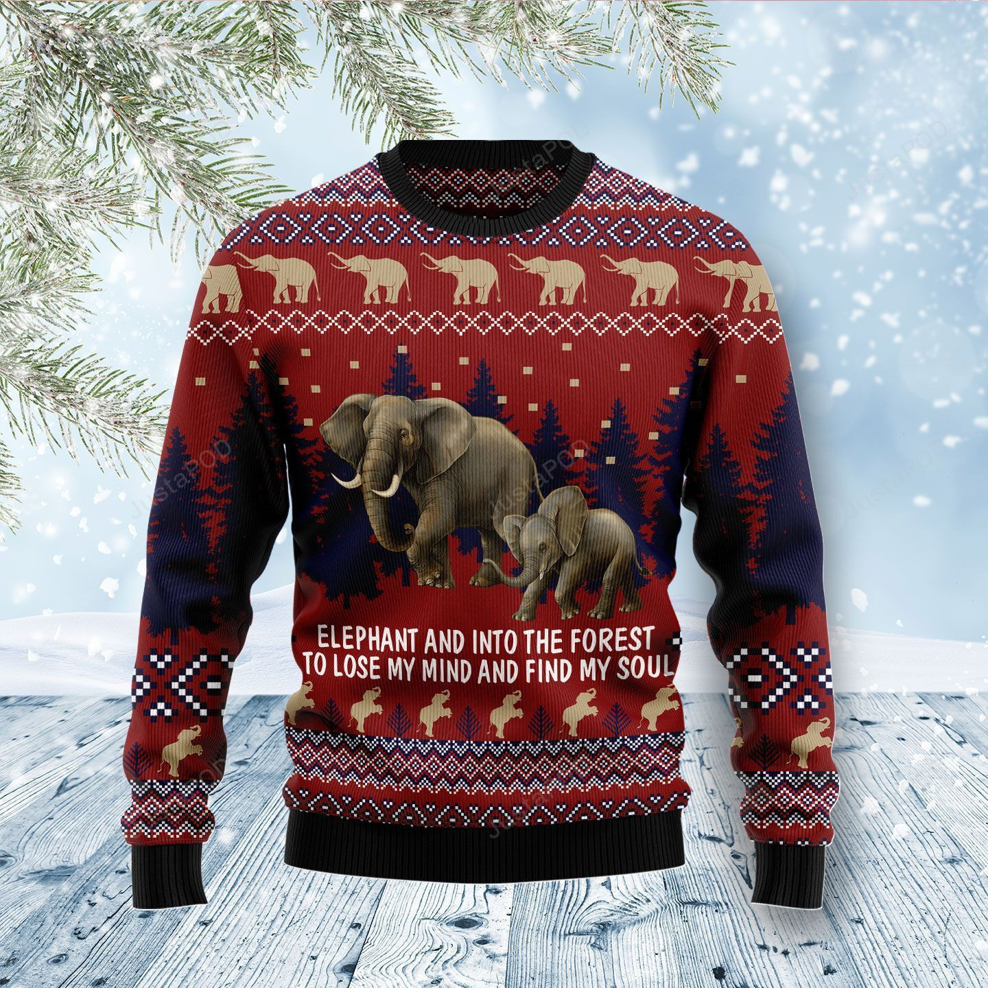 Elephant And Into The Forest Ugly Christmas Sweater Adult 3D Funny Matching for family