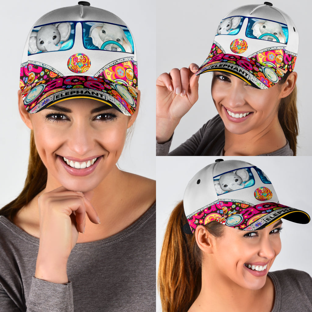 Elephant Classic Cap, Gift for Elephant Lovers, Gift for Hippie Life, Hippie Lovers Trucker Hats Custom Hats Gifts For Men & Women