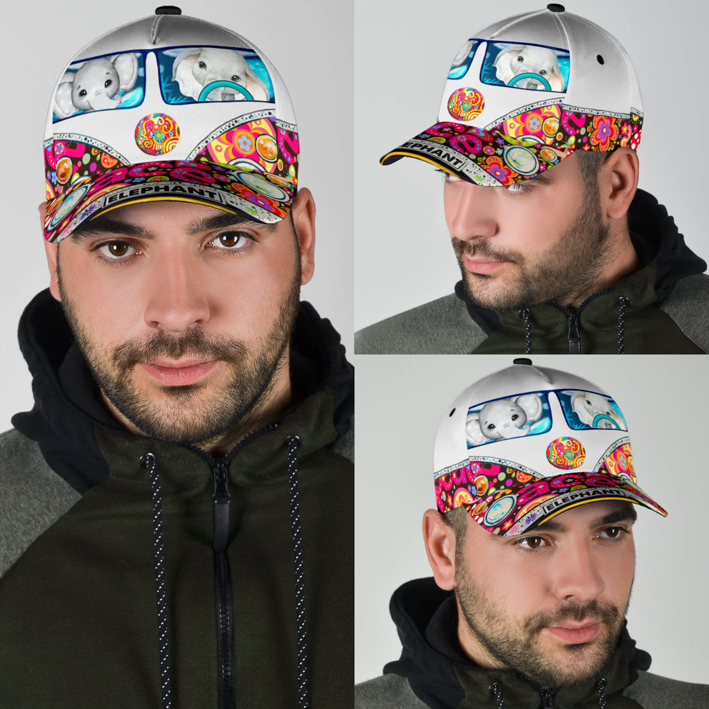 Elephant Classic Cap, Gift for Elephant Lovers, Gift for Hippie Life, Hippie Lovers Trucker Hats Custom Hats Gifts For Men & Women