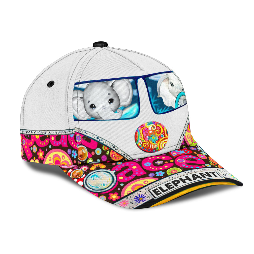Elephant Classic Cap, Gift for Elephant Lovers, Gift for Hippie Life, Hippie Lovers Trucker Hats Custom Hats Gifts For Men & Women
