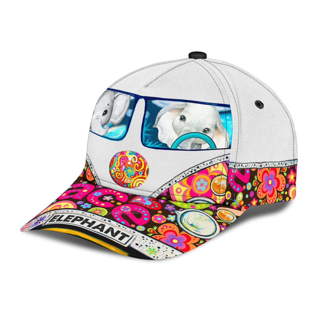 Elephant Classic Cap, Gift for Elephant Lovers, Gift for Hippie Life, Hippie Lovers Trucker Hats Custom Hats Gifts For Men & Women