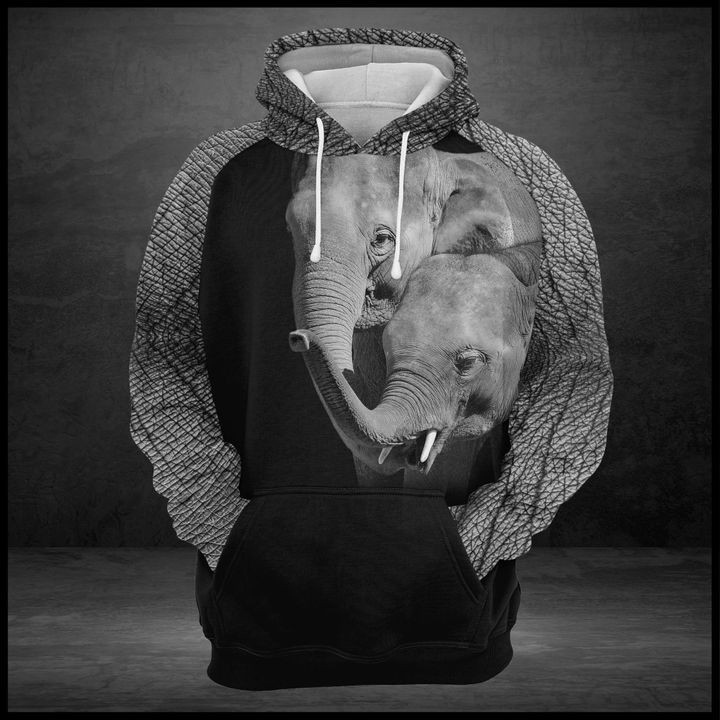 Elephant Family 3D All Over Print Hoodie, Zip Hoodie