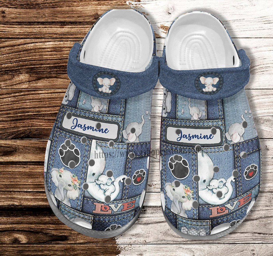 Elephant Grandma And Grandaughter Jean Shoes Gift Women Mother Day Customize