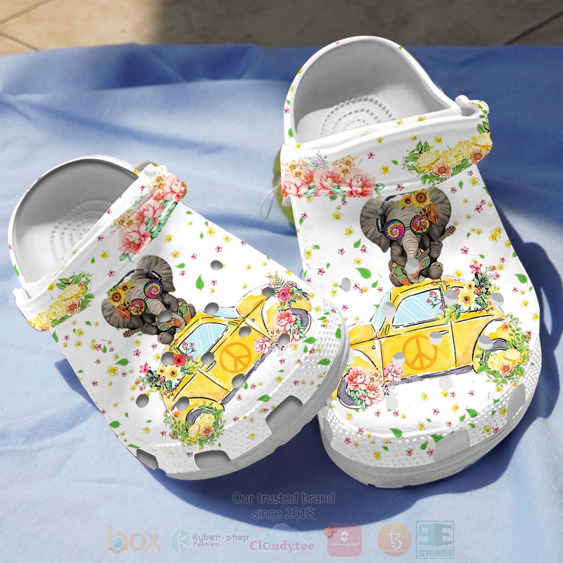 Elephant Hippie Crocs Crocband Clogs Shoes Comfortable For Men Women and Kids