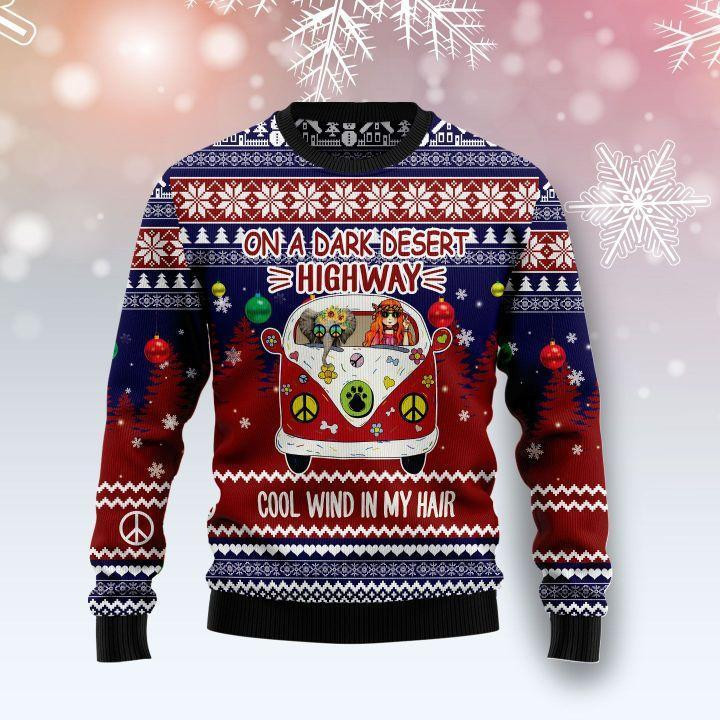 Elephant Hippie Girl Ugly Christmas Sweater Adult 3D Funny Matching for family