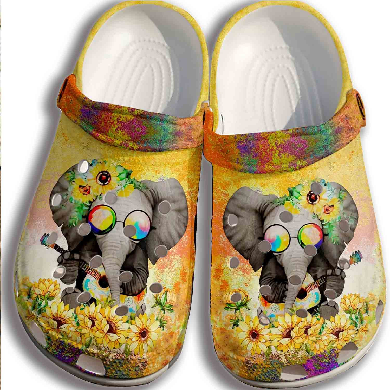 Elephant Hippie Sunflower Outdoor Shoes - Colorful Shoes Gifts For Son Daughter