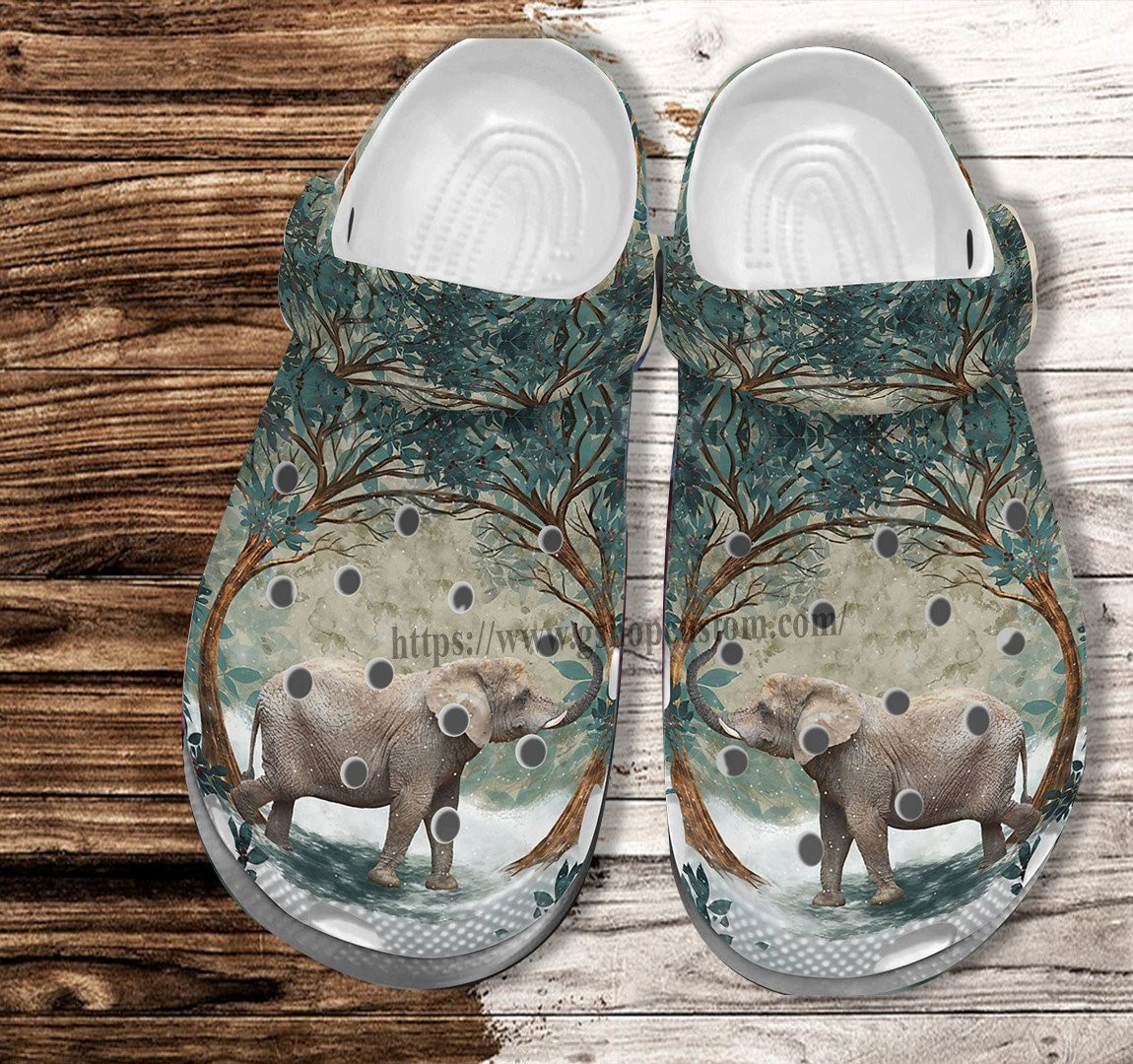 Elephant Jungle Tree Shoes For Men Women - Elephant Lover Croc Clogs Shoes Gift Mother Day 2022