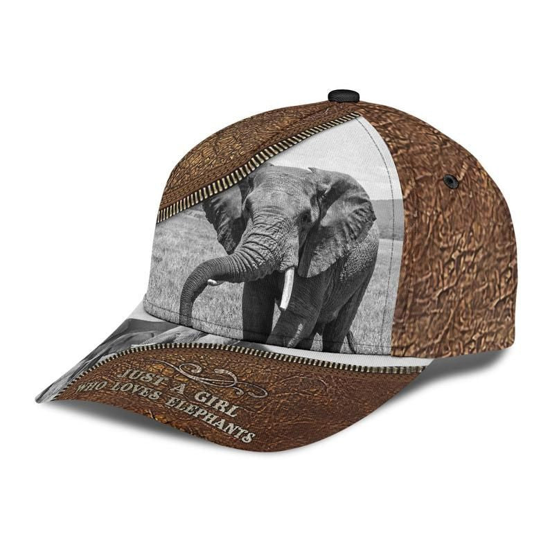 Elephant Just A Girl Who Love Hat Classic Cap 3D Awareness Cap, Human Cap, Trending Cap, American Cap Trucker Hats Custom Hats Gifts For Men & Women