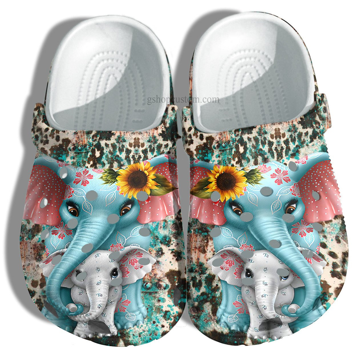 Elephant Mom Boho Leopard Skin Shoes - Elephant Mom And Baby Elephant Shoes Croc Clogs